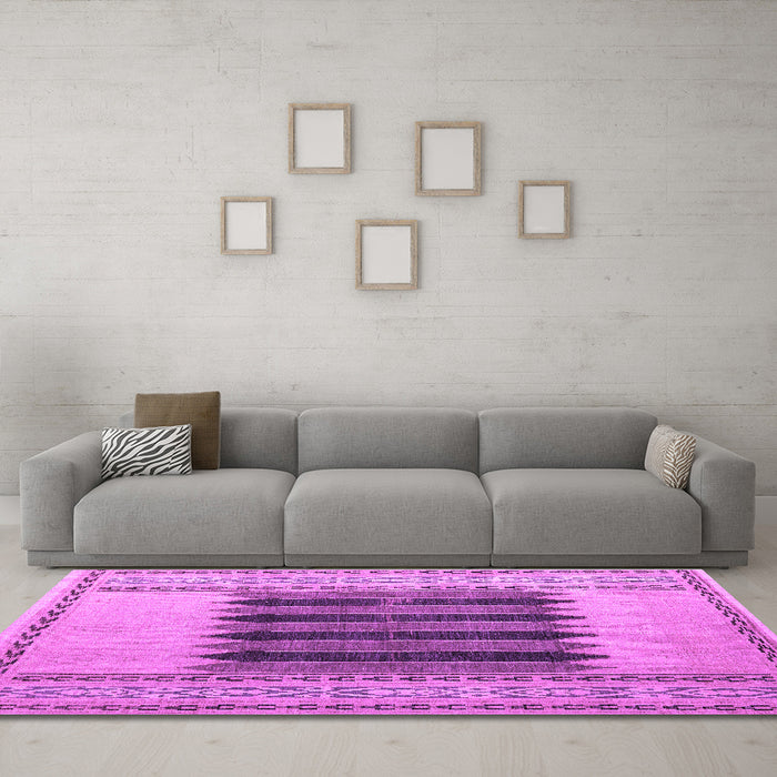 Machine Washable Abstract Purple Modern Area Rugs in a Living Room, wshabs4938pur