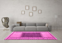 Machine Washable Abstract Pink Modern Rug, wshabs4938pnk