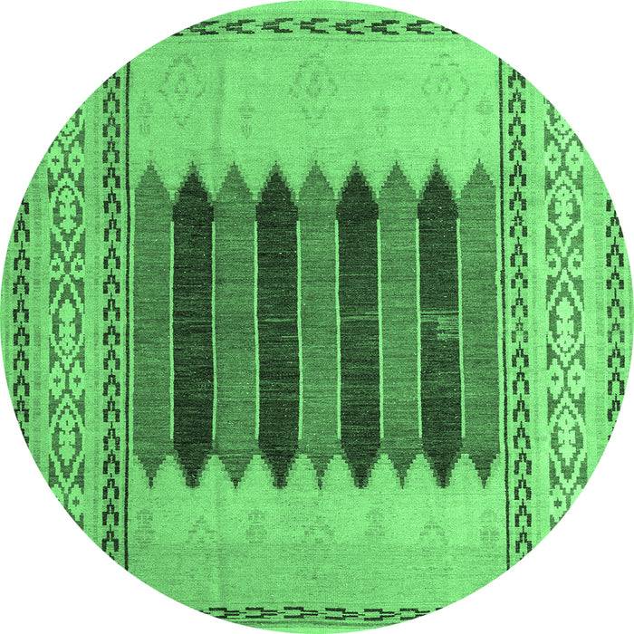 Round Abstract Emerald Green Modern Rug, abs4938emgrn