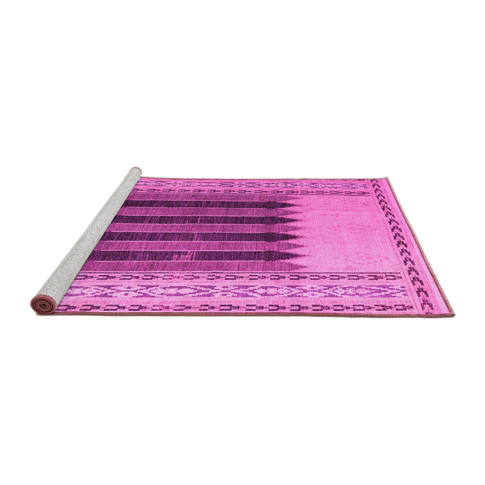 Sideview of Machine Washable Abstract Pink Modern Rug, wshabs4938pnk