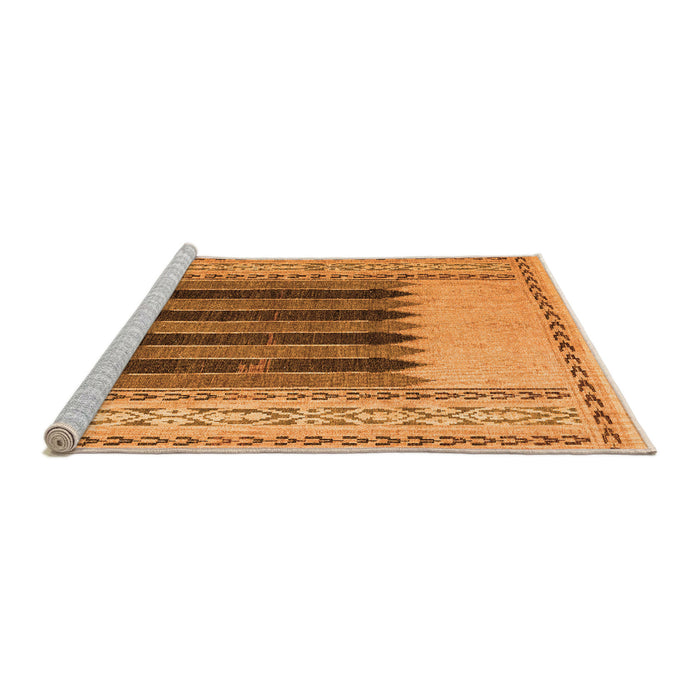 Sideview of Machine Washable Abstract Orange Modern Area Rugs, wshabs4938org