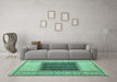 Machine Washable Abstract Turquoise Modern Area Rugs in a Living Room,, wshabs4938turq