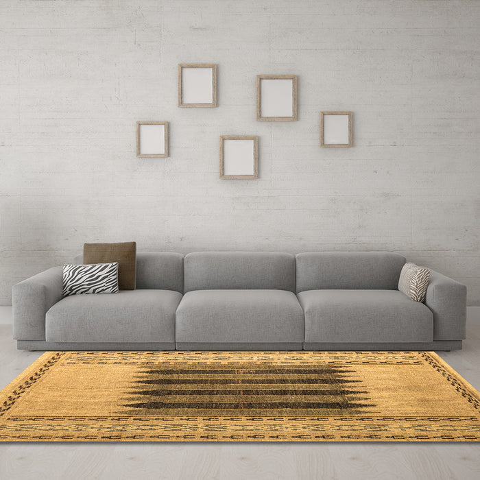 Machine Washable Abstract Brown Modern Rug in a Living Room,, wshabs4938brn