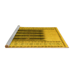 Sideview of Machine Washable Abstract Yellow Modern Rug, wshabs4938yw