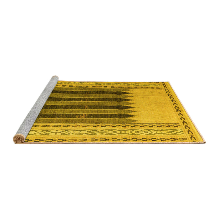 Sideview of Machine Washable Abstract Yellow Modern Rug, wshabs4938yw