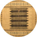 Round Abstract Brown Modern Rug, abs4938brn