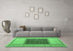 Machine Washable Abstract Emerald Green Modern Area Rugs in a Living Room,, wshabs4938emgrn