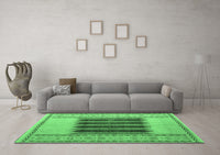 Machine Washable Abstract Emerald Green Modern Rug, wshabs4938emgrn