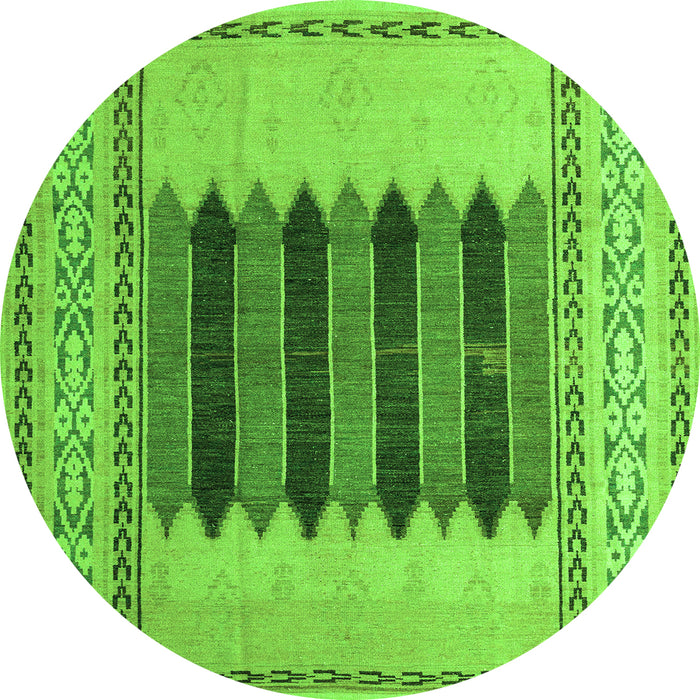 Round Abstract Green Modern Rug, abs4938grn