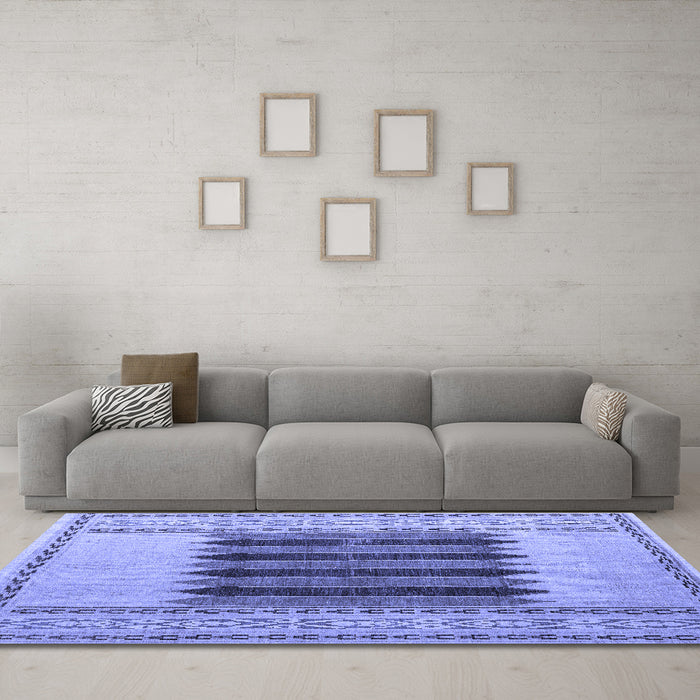 Machine Washable Abstract Blue Modern Rug in a Living Room, wshabs4938blu
