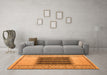 Machine Washable Abstract Orange Modern Area Rugs in a Living Room, wshabs4938org