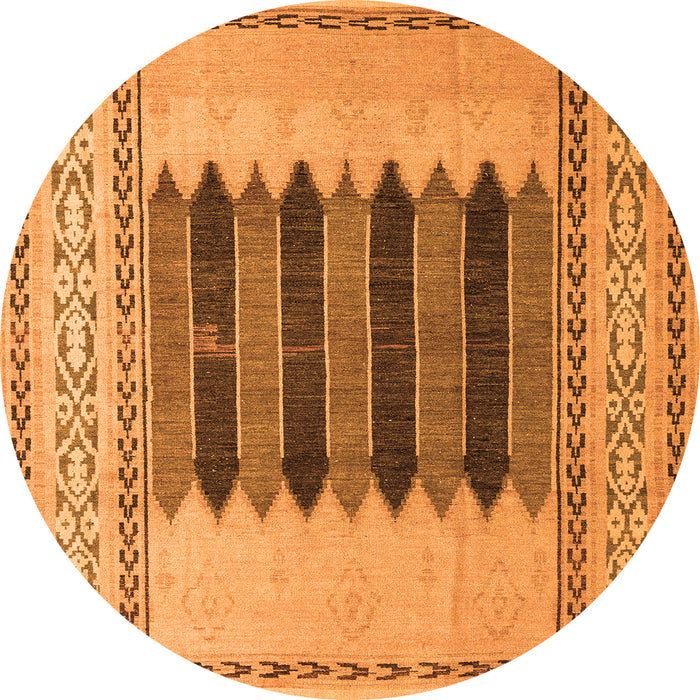 Round Machine Washable Abstract Orange Modern Area Rugs, wshabs4938org