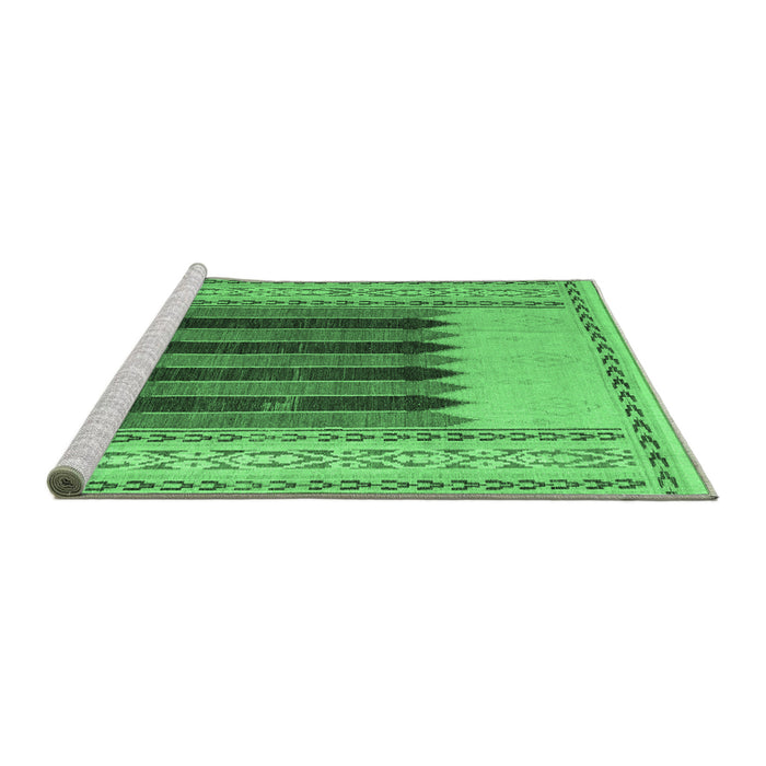 Sideview of Machine Washable Abstract Emerald Green Modern Area Rugs, wshabs4938emgrn