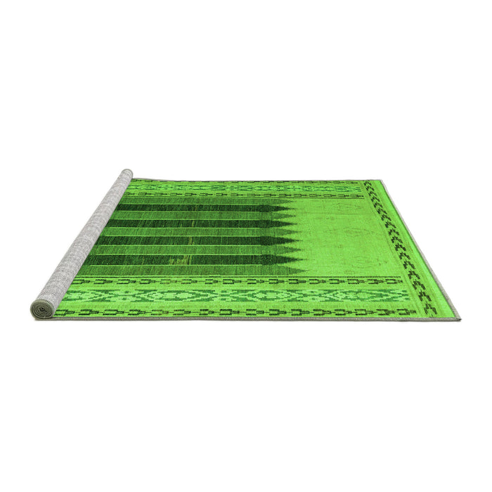 Sideview of Machine Washable Abstract Green Modern Area Rugs, wshabs4938grn
