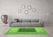 Machine Washable Abstract Green Modern Area Rugs in a Living Room,, wshabs4938grn