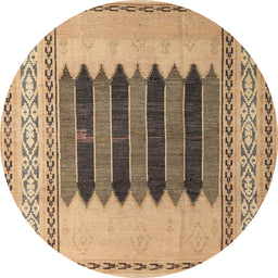 Round Machine Washable Abstract Sienna Brown Rug, wshabs4938