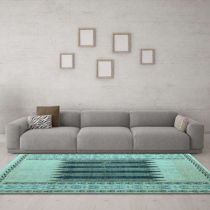 Machine Washable Abstract Light Blue Modern Rug in a Living Room, wshabs4938lblu