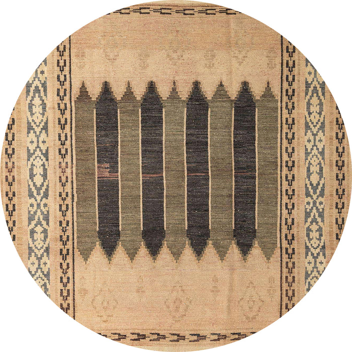 Round Abstract Sienna Brown Modern Rug, abs4938