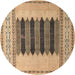 Round Abstract Sienna Brown Modern Rug, abs4938