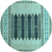 Round Abstract Light Blue Modern Rug, abs4938lblu