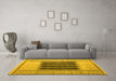 Machine Washable Abstract Yellow Modern Rug in a Living Room, wshabs4938yw