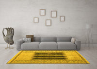 Machine Washable Abstract Yellow Modern Rug, wshabs4938yw