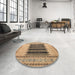 Round Abstract Sienna Brown Modern Rug in a Office, abs4938