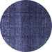 Round Abstract Blue Modern Rug, abs4939blu