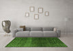 Machine Washable Abstract Green Modern Area Rugs in a Living Room,, wshabs4939grn