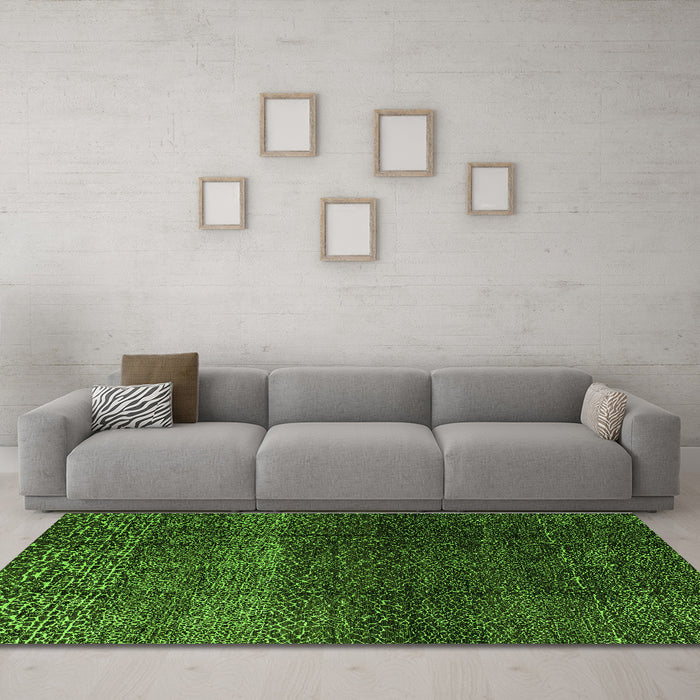 Machine Washable Abstract Green Modern Area Rugs in a Living Room,, wshabs4939grn