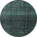 Round Machine Washable Abstract Light Blue Modern Rug, wshabs4939lblu