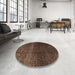 Round Abstract Red Modern Rug in a Office, abs4939