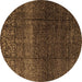 Round Abstract Brown Modern Rug, abs4939brn