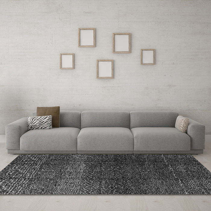 Machine Washable Abstract Gray Modern Rug in a Living Room,, wshabs4939gry