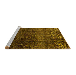 Sideview of Machine Washable Abstract Yellow Modern Rug, wshabs4939yw