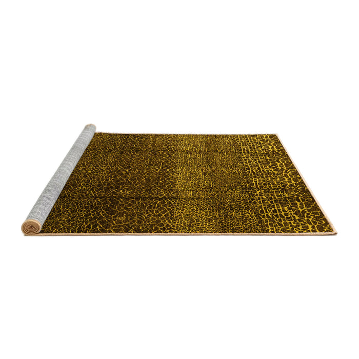 Sideview of Machine Washable Abstract Yellow Modern Rug, wshabs4939yw