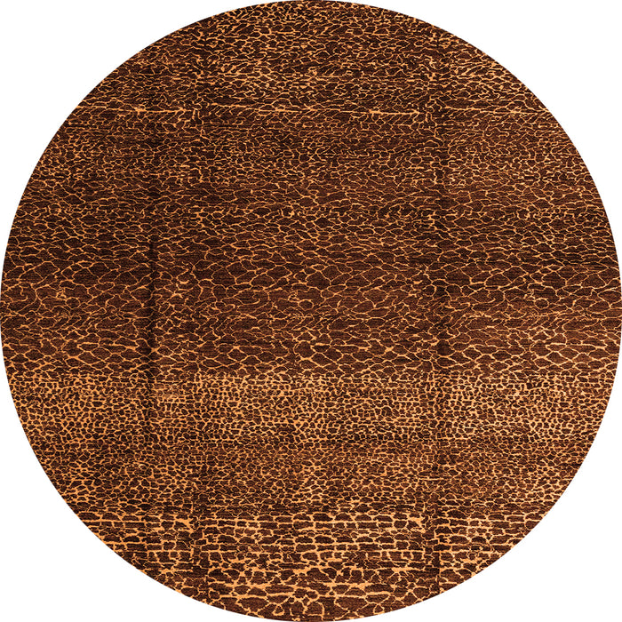 Round Abstract Orange Modern Rug, abs4939org