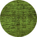 Round Abstract Green Modern Rug, abs493grn