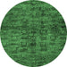 Round Abstract Emerald Green Modern Rug, abs493emgrn