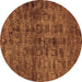 Round Machine Washable Abstract Brown Modern Rug, wshabs493brn