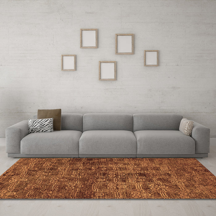 Machine Washable Abstract Brown Modern Rug in a Living Room,, wshabs493brn