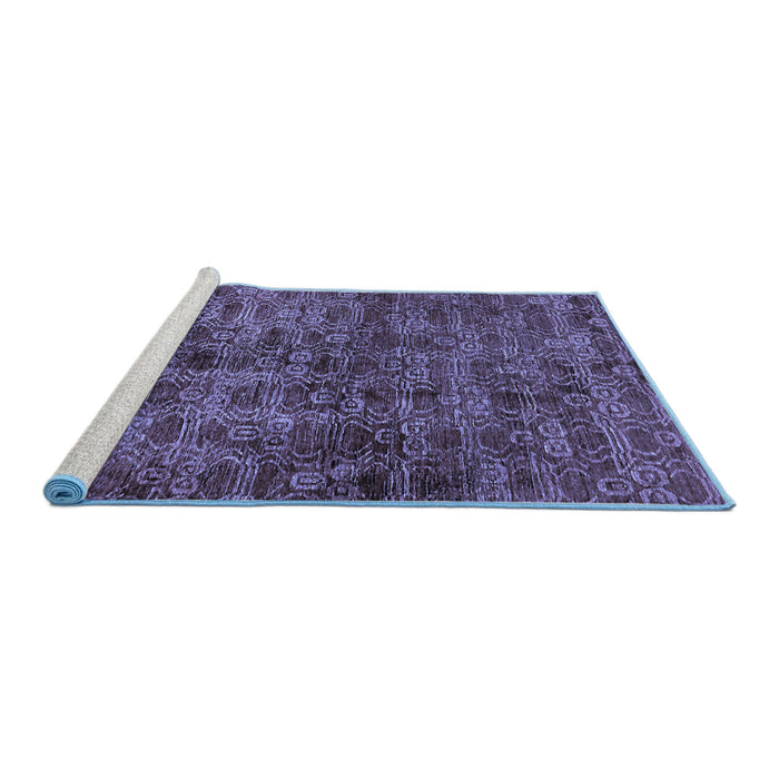 Sideview of Machine Washable Abstract Blue Modern Rug, wshabs493blu