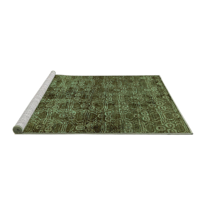 Sideview of Machine Washable Abstract Turquoise Modern Area Rugs, wshabs493turq
