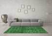 Machine Washable Abstract Emerald Green Modern Area Rugs in a Living Room,, wshabs493emgrn