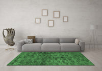 Machine Washable Abstract Emerald Green Modern Rug, wshabs493emgrn