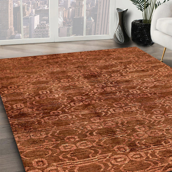 Machine Washable Abstract Tomato Red Rug in a Family Room, wshabs493