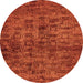 Round Machine Washable Abstract Orange Modern Area Rugs, wshabs493org