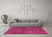 Machine Washable Abstract Pink Modern Rug, wshabs493pnk