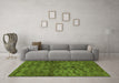 Machine Washable Abstract Green Modern Area Rugs in a Living Room,, wshabs493grn