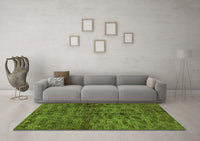 Machine Washable Abstract Green Modern Rug, wshabs493grn